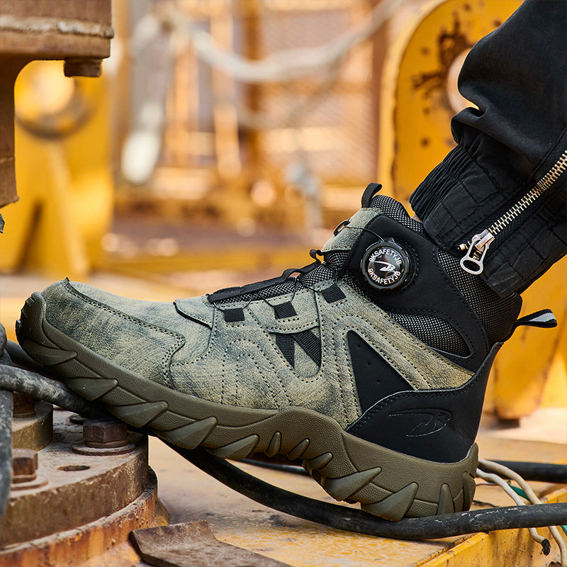 Wildking Men's High Top Steel Toe Safety Boots with Dial System – Puncture Resistant Work Boots R055