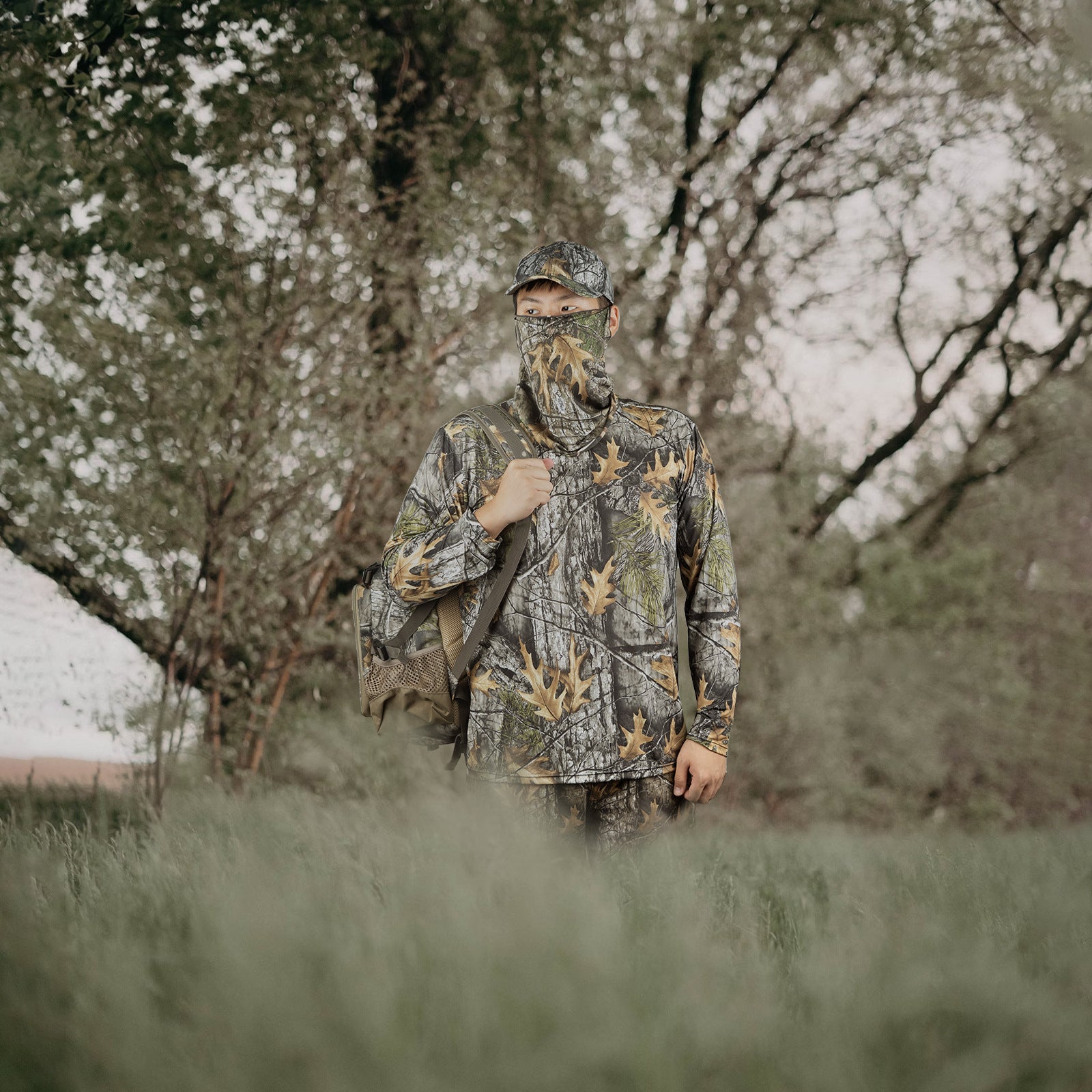 Wildking Men's Ice Silk Sunscreen Breathable Bionic Camouflage Photography Hunting Top