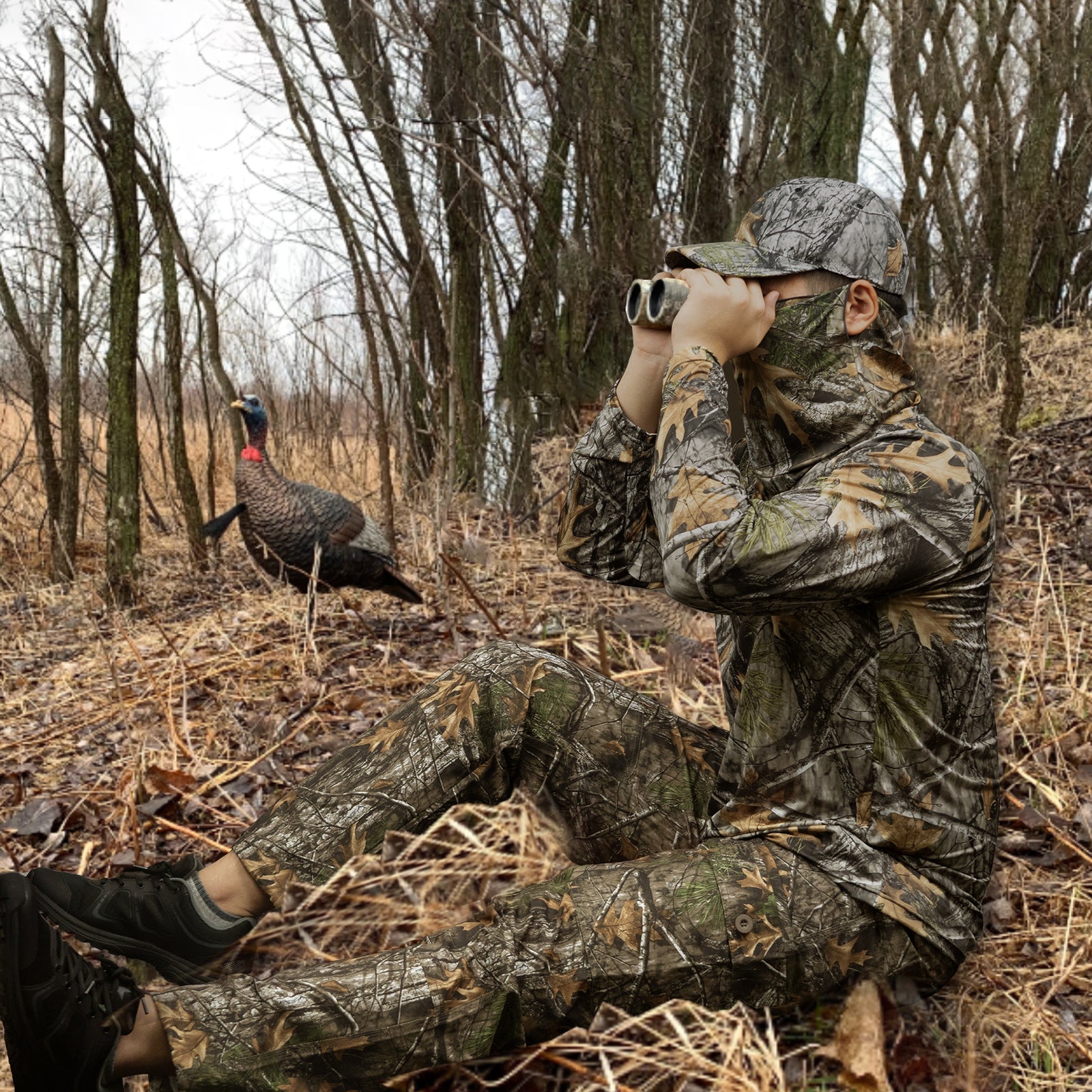 Wildking Men's Ice Silk Sunscreen Breathable Bionic Camouflage Photography Hunting Top