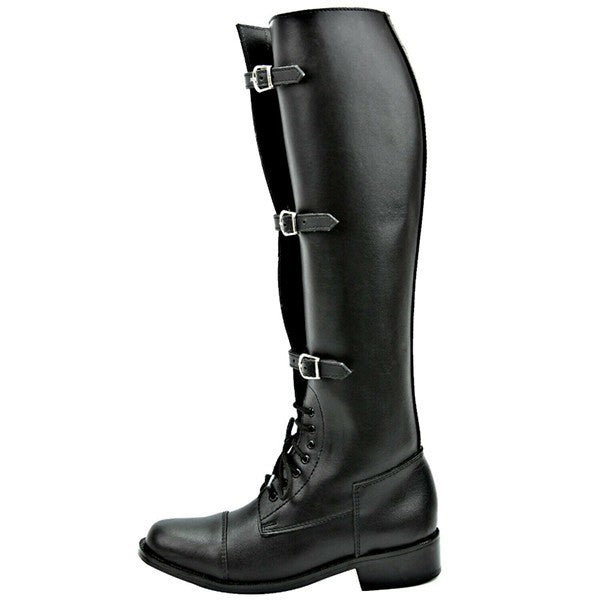 Wildking Men's Lace-Up Round Toe Square Heel Biker Boots B3011