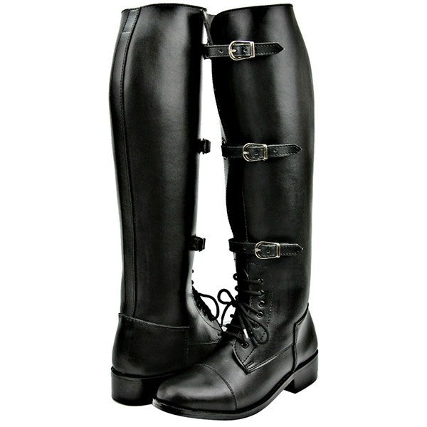 Wildking Men's Lace-Up Round Toe Square Heel Biker Boots B3011