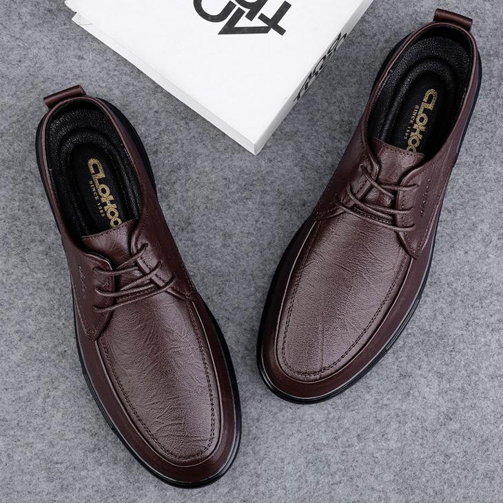 Wildking Men's Leather Business Casual Slip-On Leather Oxford Shoes 7.5