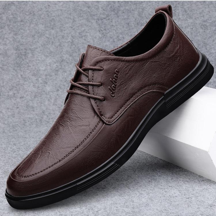 Wildking Men's Leather Business Casual Slip-On Leather Oxford Shoes 7.5