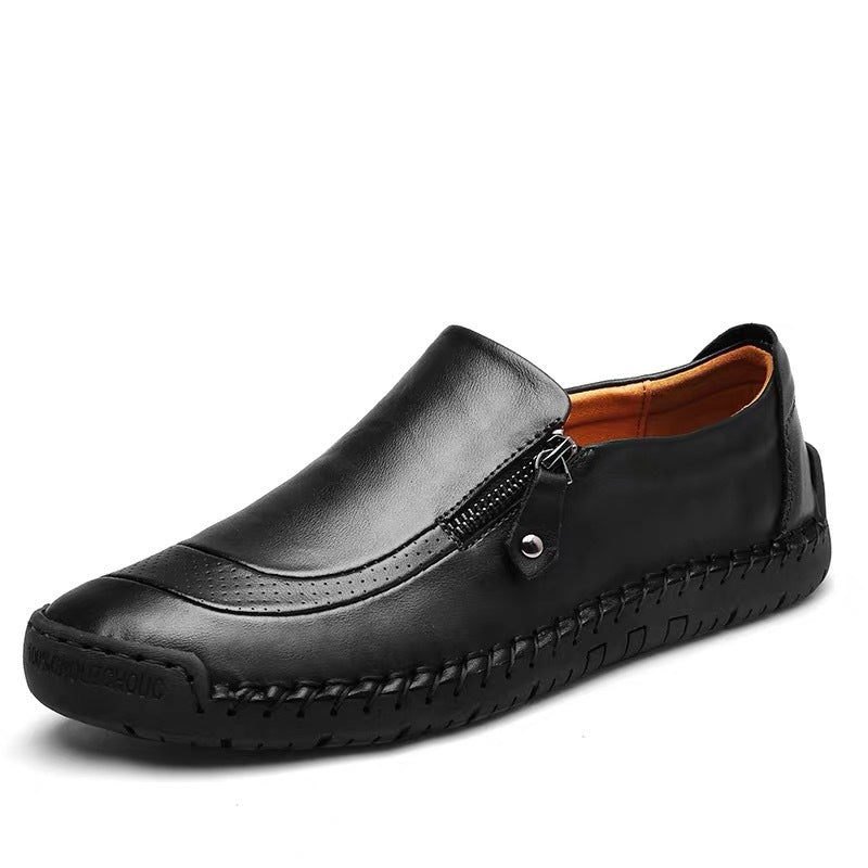 Wildking Men's Leather Non-Slip Flats Zipper Loafers C2019