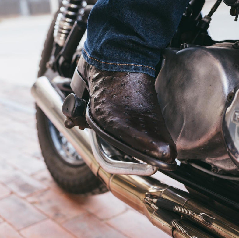 Wildking Men's High-Top Pointed Toe Ostrich Boots