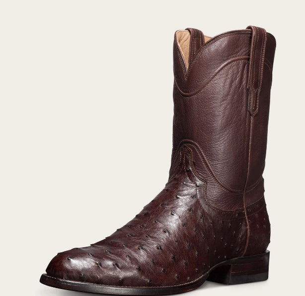 Wildking Men's High-Top Pointed Toe Ostrich Boots