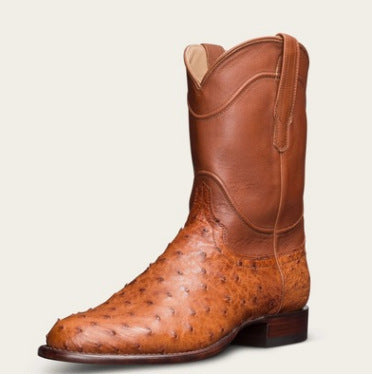 Wildking Men's High-Top Pointed Toe Ostrich Boots