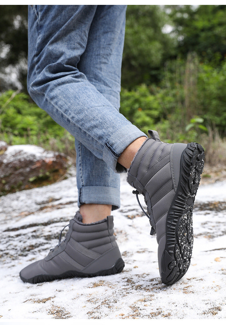 Wildking Men’s Mid-Top Thickened Barefoot Snow Boots A65