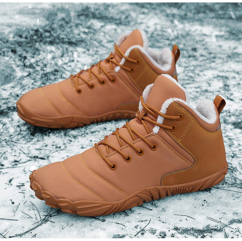 Wildking Men’s Mid-Top Thickened Non-Slip Barefoot Snow Boots K03