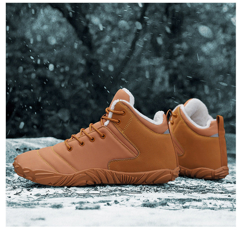 Wildking Men’s Mid-Top Thickened Non-Slip Barefoot Snow Boots K03