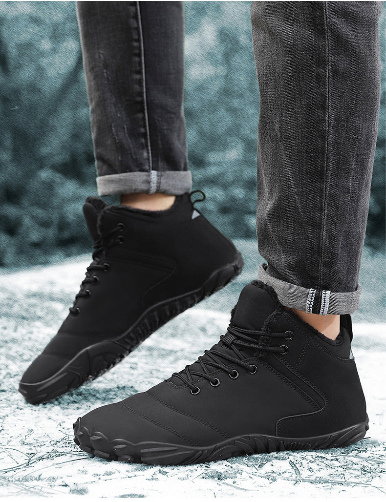 Wildking Men’s Mid-Top Thickened Non-Slip Barefoot Snow Boots K03