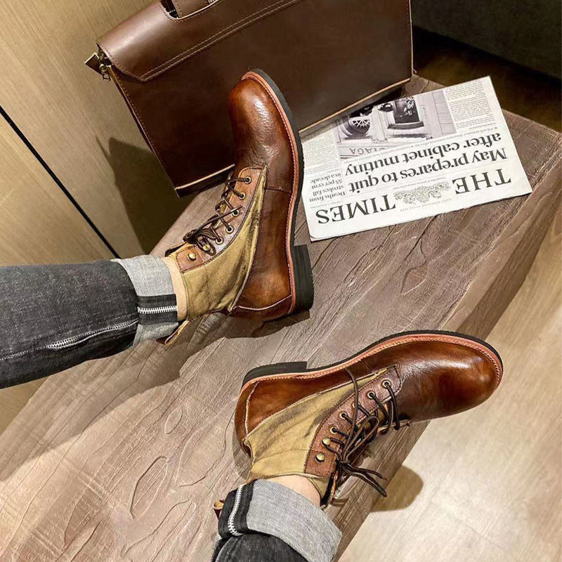 Wildking Men's Retro Casual Leather Ankle Chukka Boots 6079