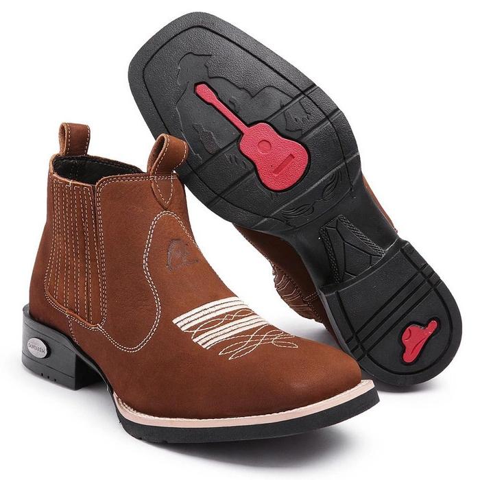 Wildking Men's Retro Embroidered Suede Low Heel Boots 7001