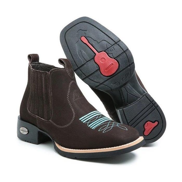 Wildking Men's Retro Embroidered Suede Low Heel Boots 7001