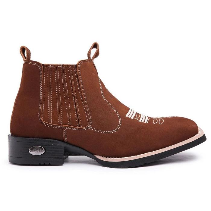 Wildking Men's Retro Embroidered Suede Low Heel Boots 7001