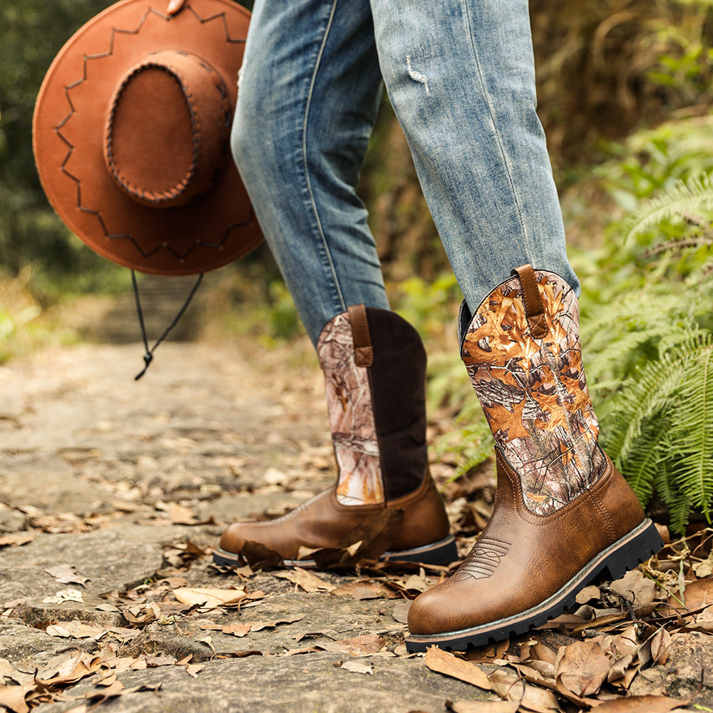 Wildking Men's Retro Embroidered Tree Element Western Cowboy Boots 6091-2