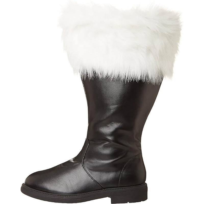 Wildking Men's Santa Boots White Plush Halloween Boots 1001