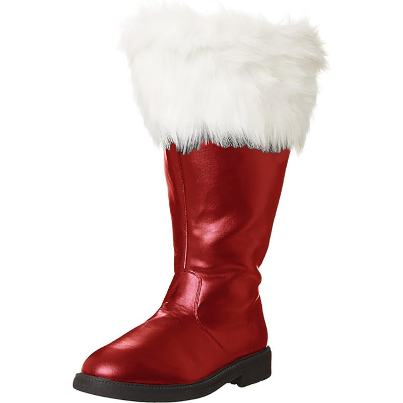 Wildking Men's Santa Boots White Plush Halloween Boots 1001