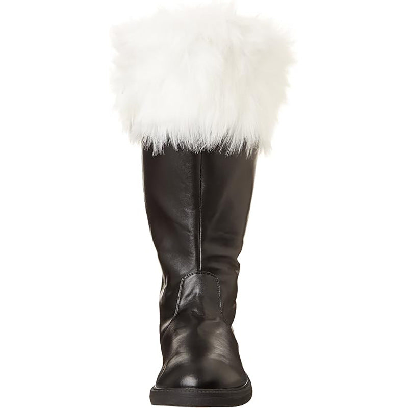 Wildking Men's Santa Boots White Plush Halloween Boots 1001