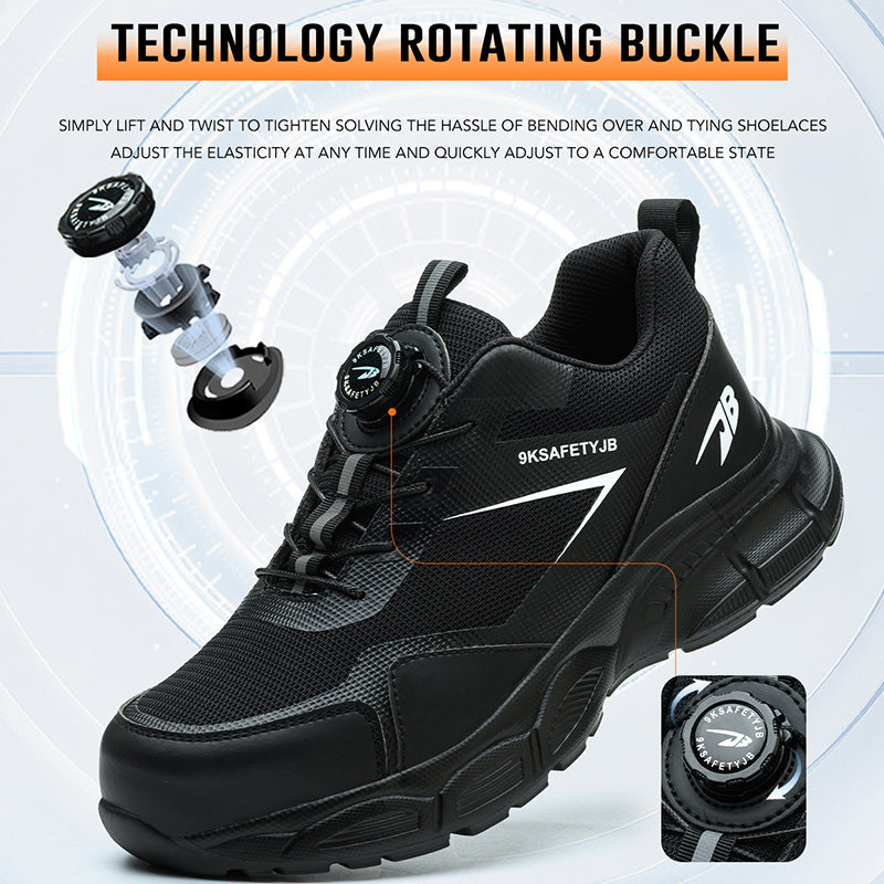 Wildking Men's Steel Toe Safety Shoes with Dial Closure – Puncture Proof Slip-On Work Shoes R056