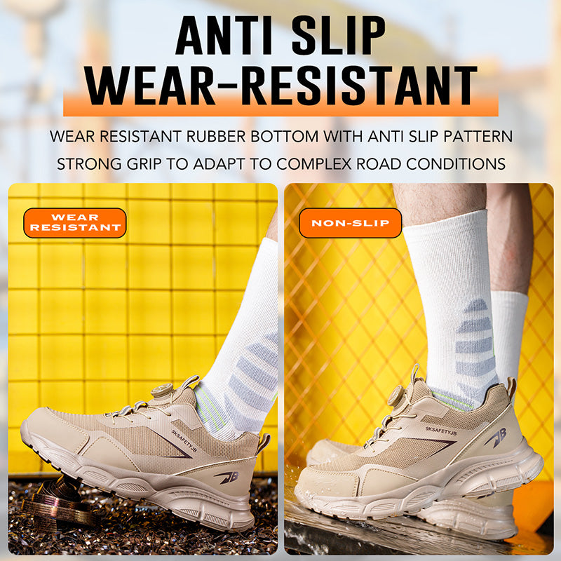 Wildking Men's Steel Toe Safety Shoes with Dial Closure – Puncture Proof Slip-On Work Shoes R056