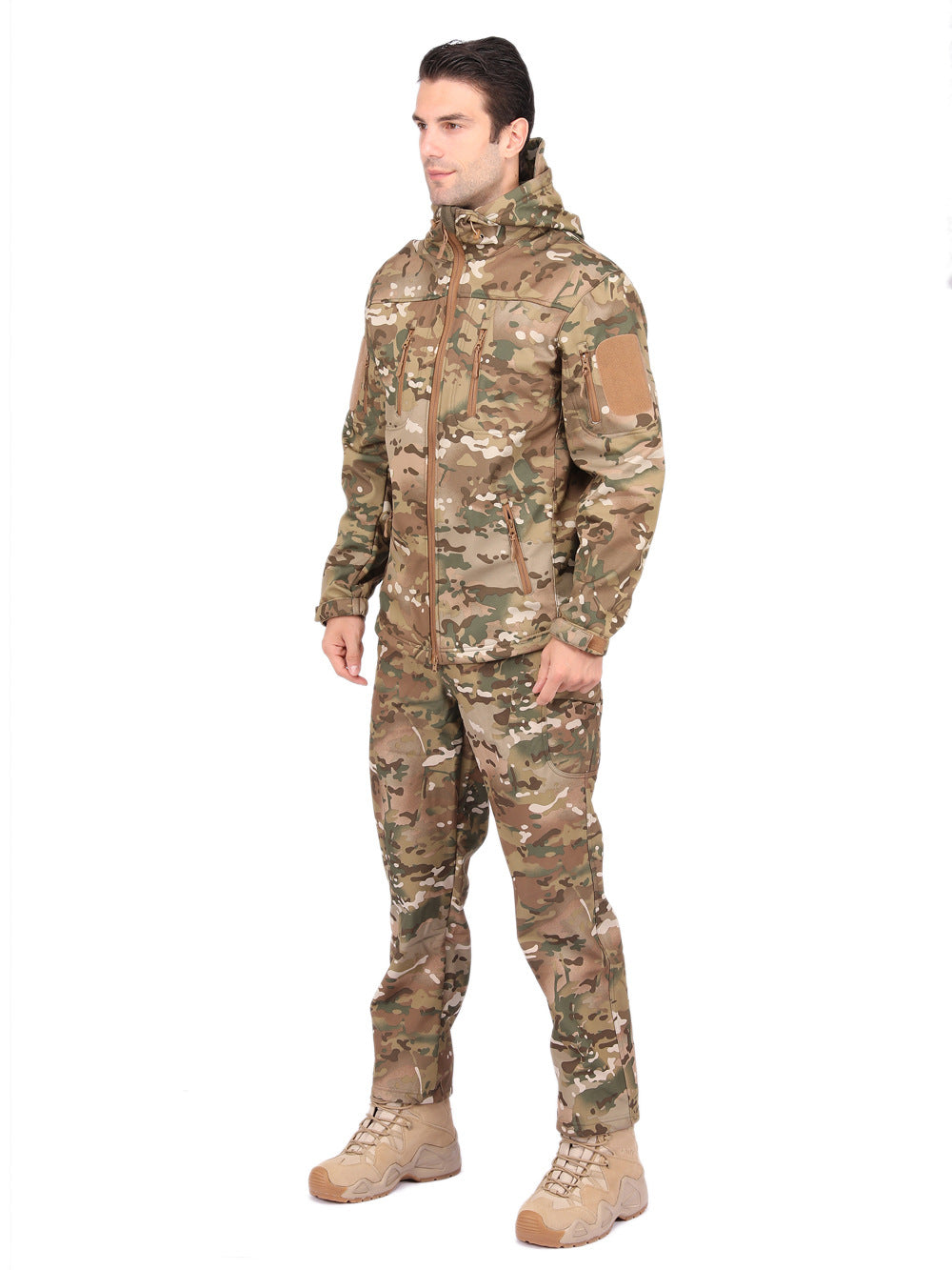Wildking Men's Thickened Camouflage Soft Shell Jacket and Pants Suit T003