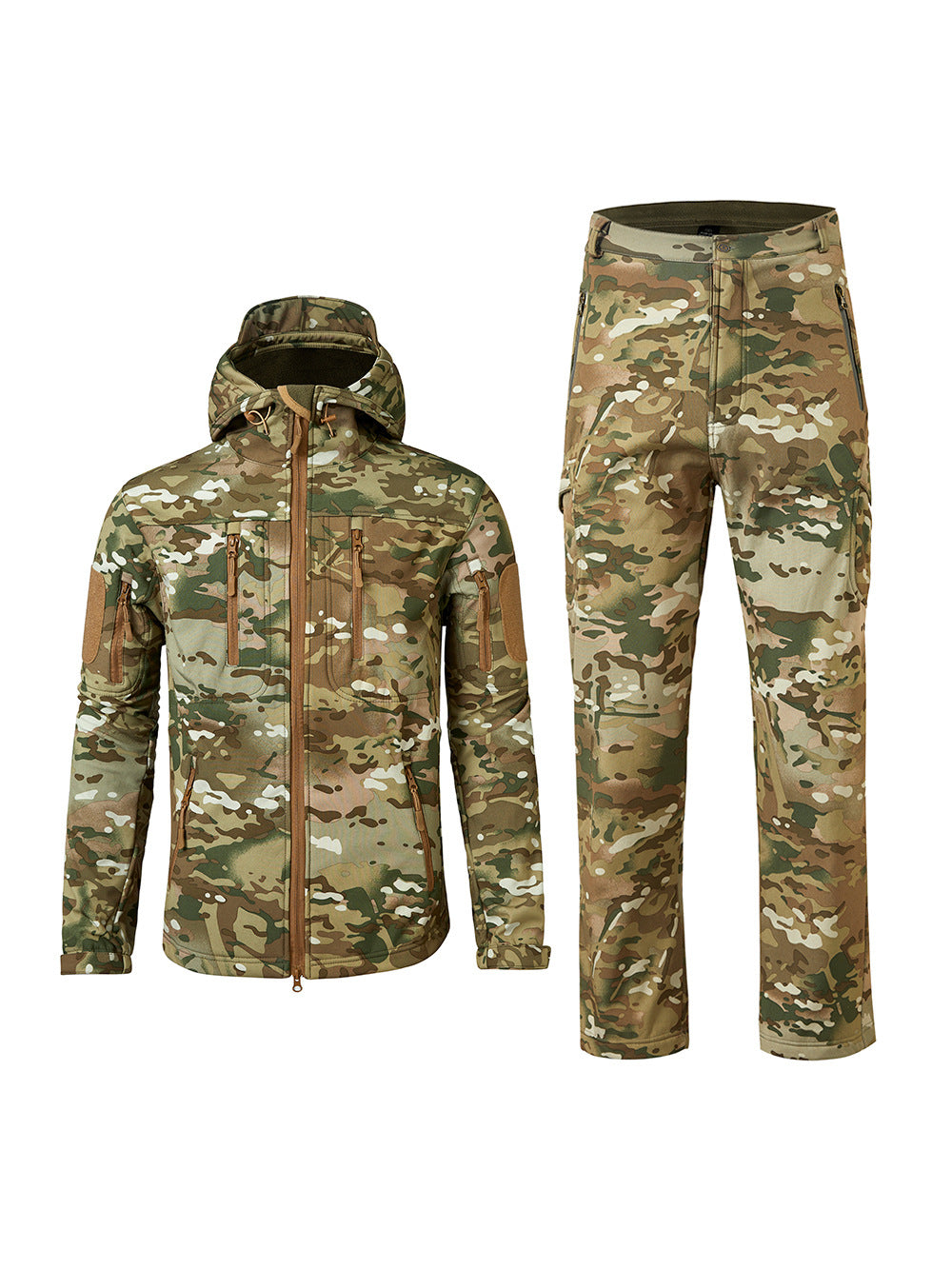 Wildking Men's Thickened Camouflage Soft Shell Jacket and Pants Suit T003