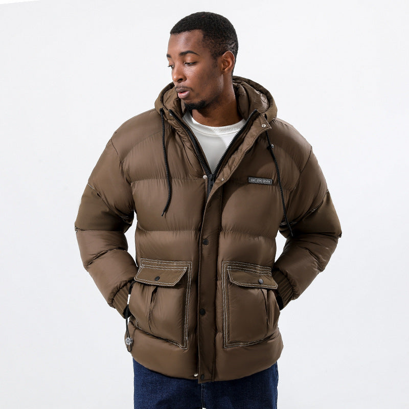 Wildking Men's Velvet Thickened Multi-Pocket Cotton Jacket