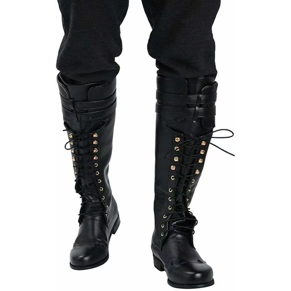 Wildking Men's Vintage Lace-Up Motorcycle Boots B4030