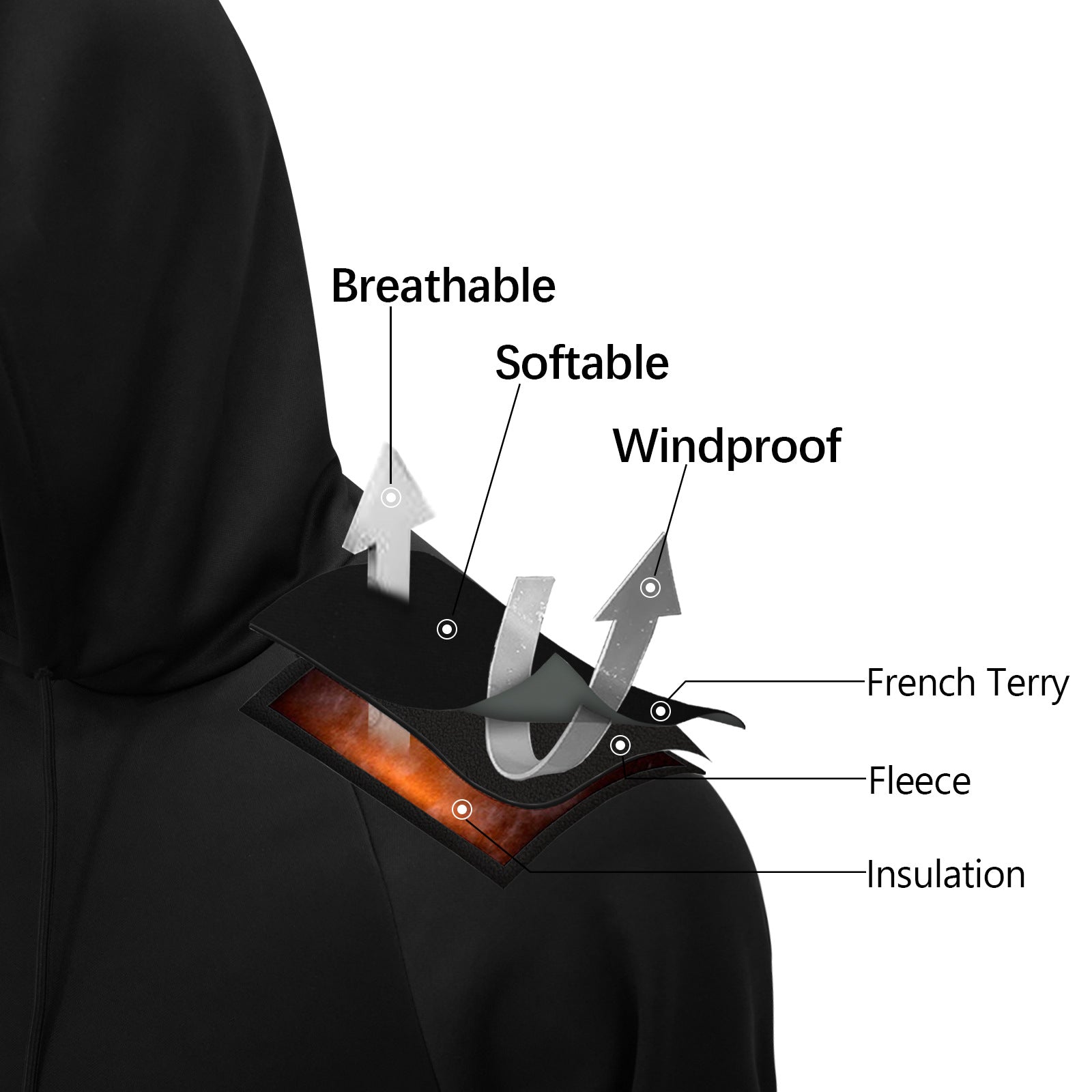 Wildking Men's Warm Solid Color Velvet Thickened Hooded Fleece Sweatshirt