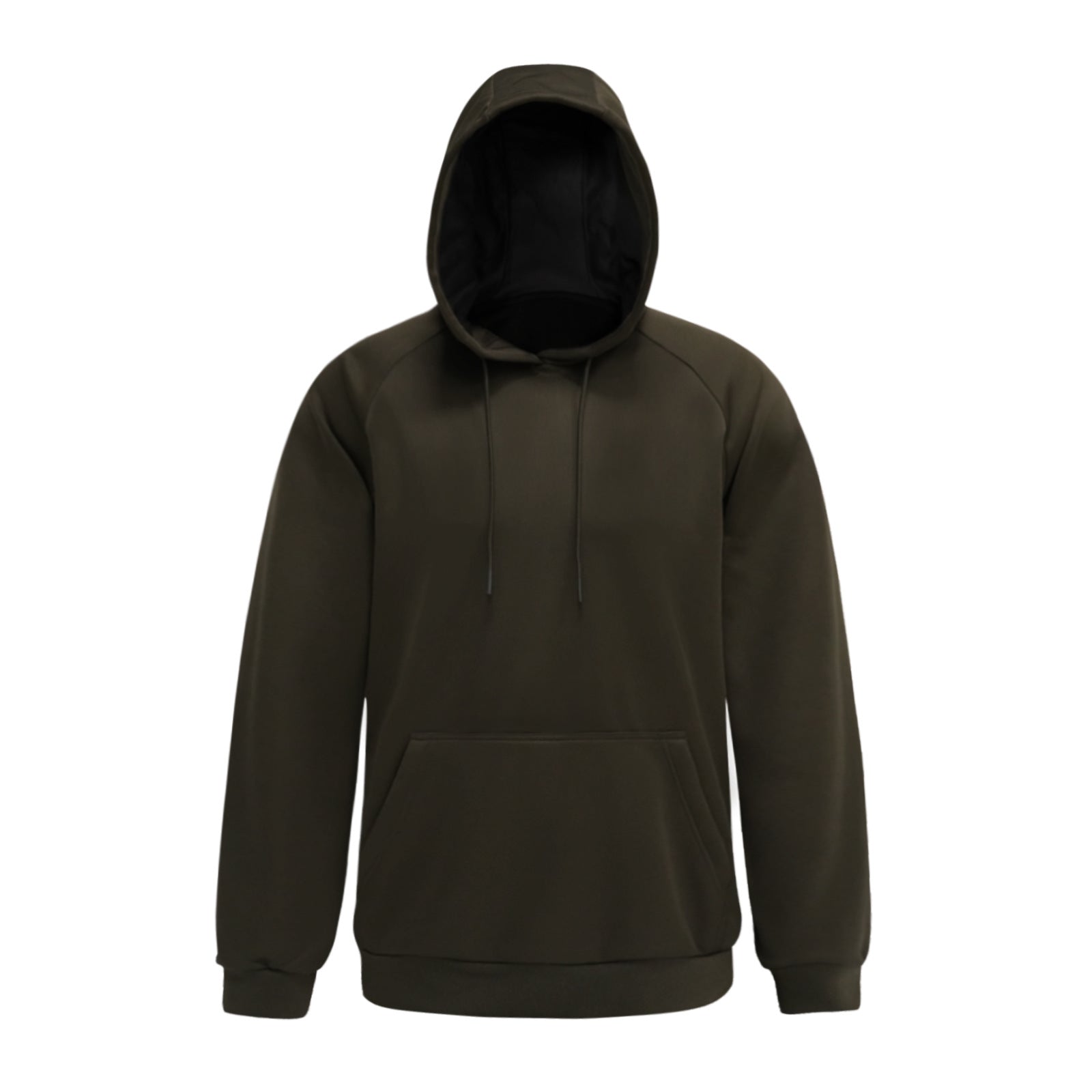 Wildking Men's Warm Solid Color Velvet Thickened Hooded Fleece Sweatshirt