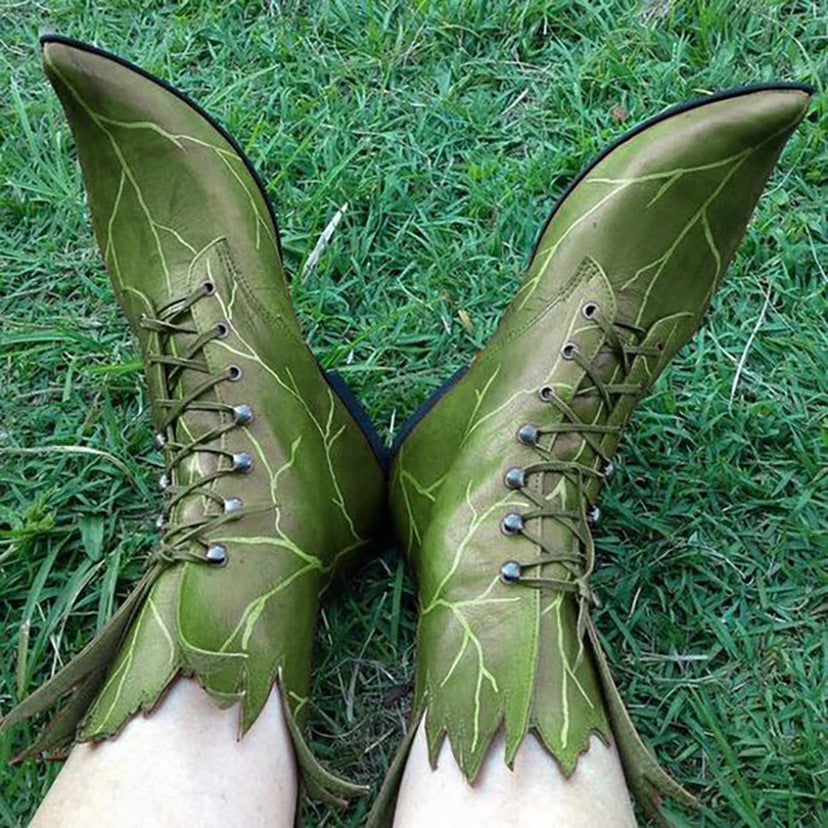 Wildking New Retro Gothic Wedding Elf Boots – Tree Spirit Leaf Boots B1004