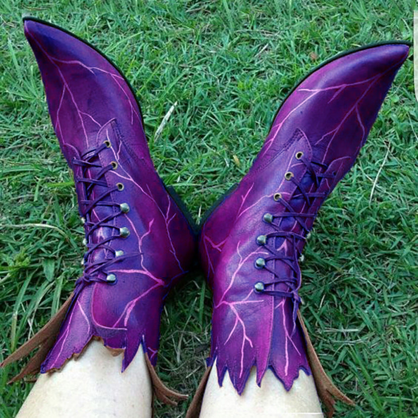 Wildking New Retro Gothic Wedding Elf Boots – Tree Spirit Leaf Boots B1004