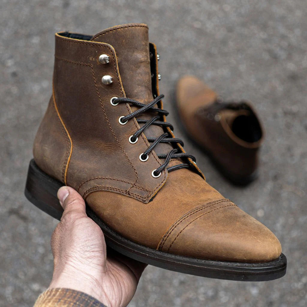 Wildking Men's Retro Round Toe Workwear Motorcycle Martin Boots B3086