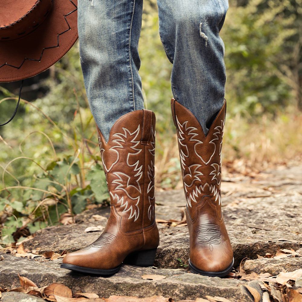 Wildking Men's High Top Heeled Modern Traditional Cowboy Boots 6080-2