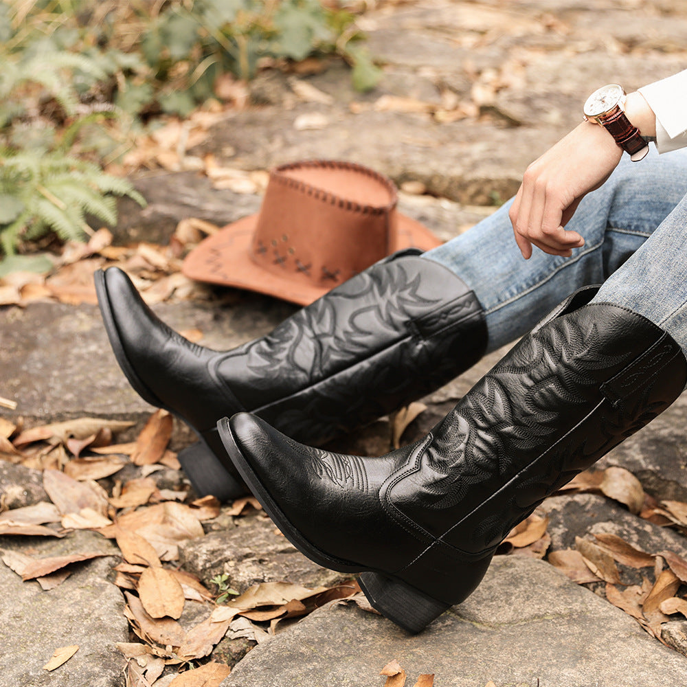 Wildking Men's High Top Heeled Modern Traditional Cowboy Boots 6080-2