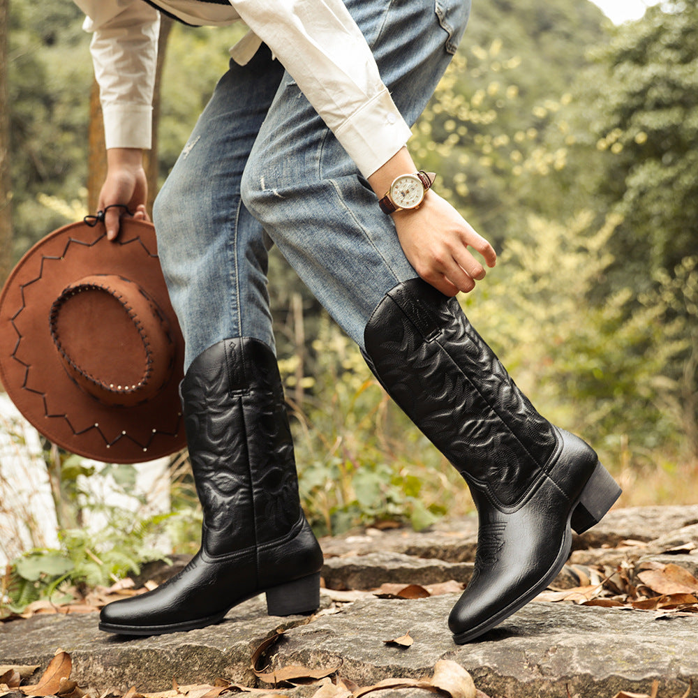 Wildking Men's High Top Heeled Modern Traditional Cowboy Boots 6080-2