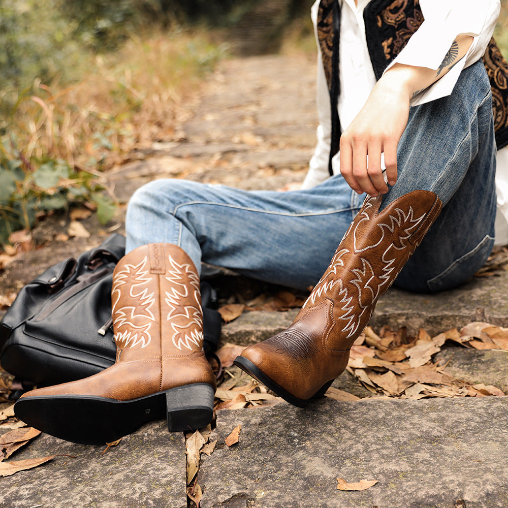 Wildking Men's High Top Heeled Modern Traditional Cowboy Boots 6080-2