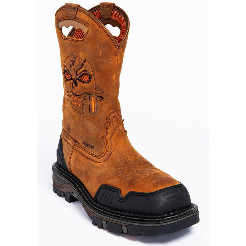 WildKing Men's Vintage Hand Embroidered Skull Square Toe Leather Boots 1005: A Statement of Power and Craftsmanship