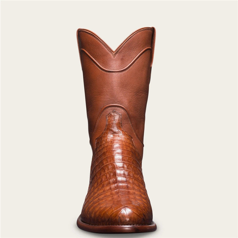 Wildking Men's Mid-Calf Pointed-Toe Crocodile-Print Cowboy Boots B4020