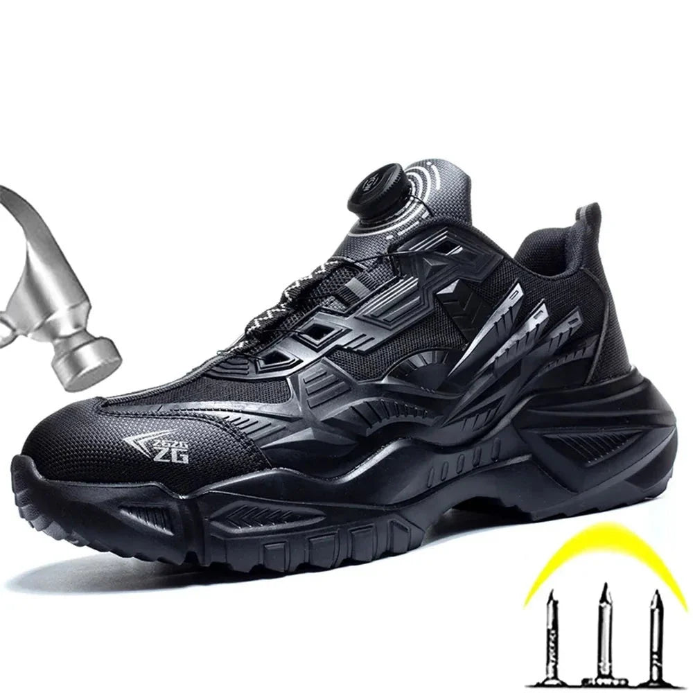 Wildking Safety Work Shoes Black Style Rotary Button R007