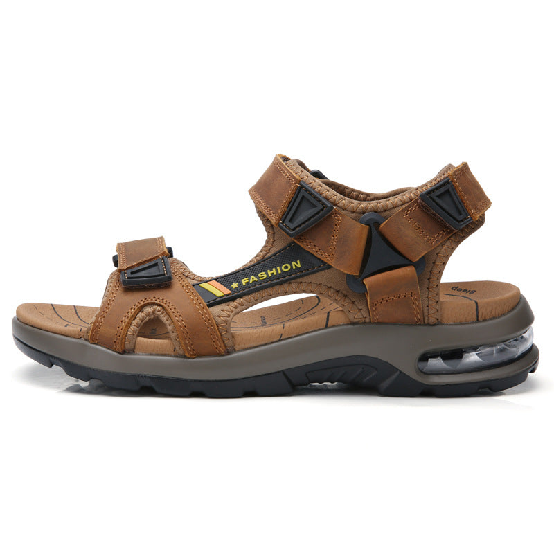 Men's Thick-Soled Open-Toe Leather Sandals 4.5