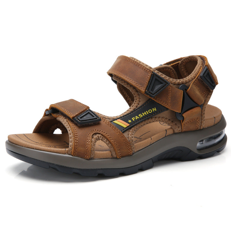 Men's Thick-Soled Open-Toe Leather Sandals – WildKing