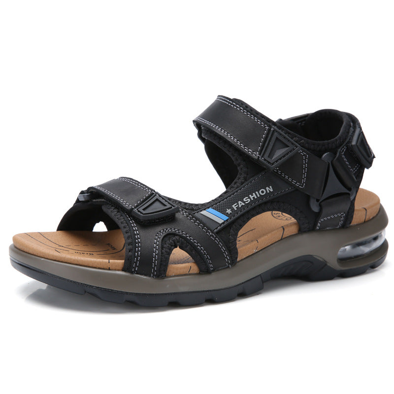 Men's Thick-Soled Open-Toe Leather Sandals 4.5