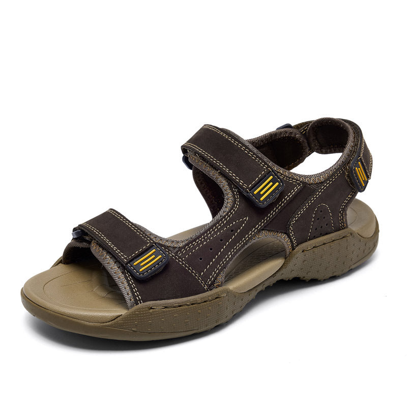 Men's Thick-Soled Open-Toe Leather Sandals 5.5