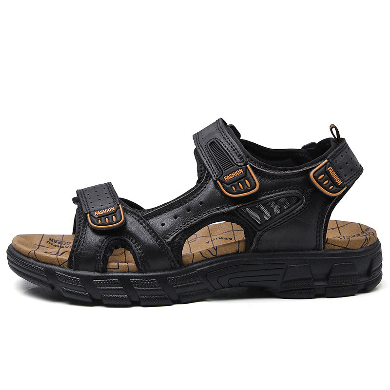 Men's Thick-Soled Open-Toe Leather Sandals