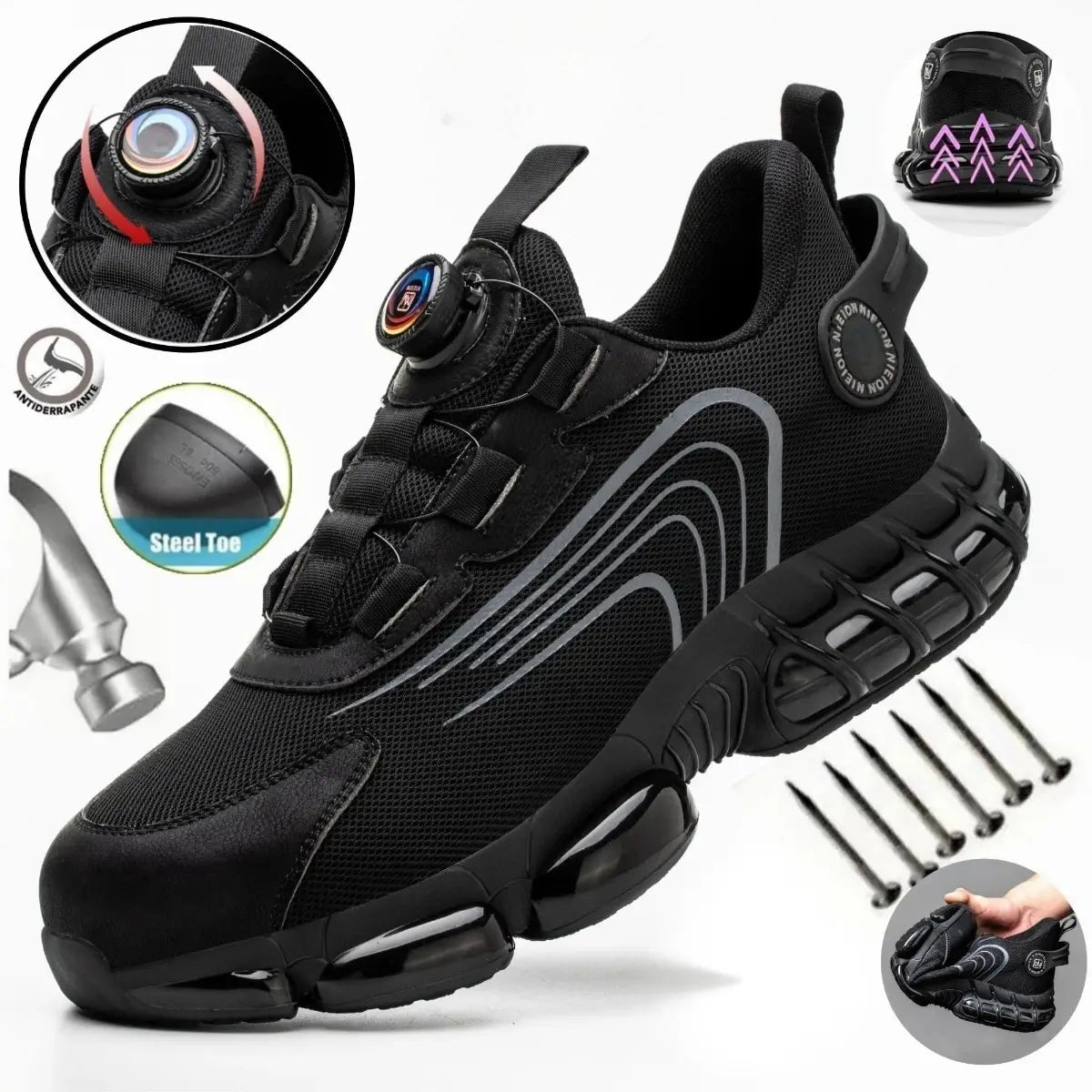 Wildking Indestructible Rotating Button Work Sneakers Safety Shoes R005