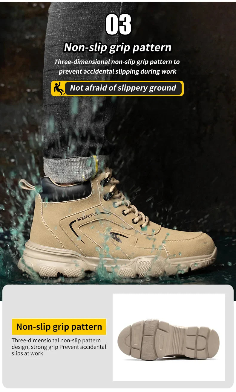 New Work Safety Boots Anti-smash Anti-puncture Steel Toe R019