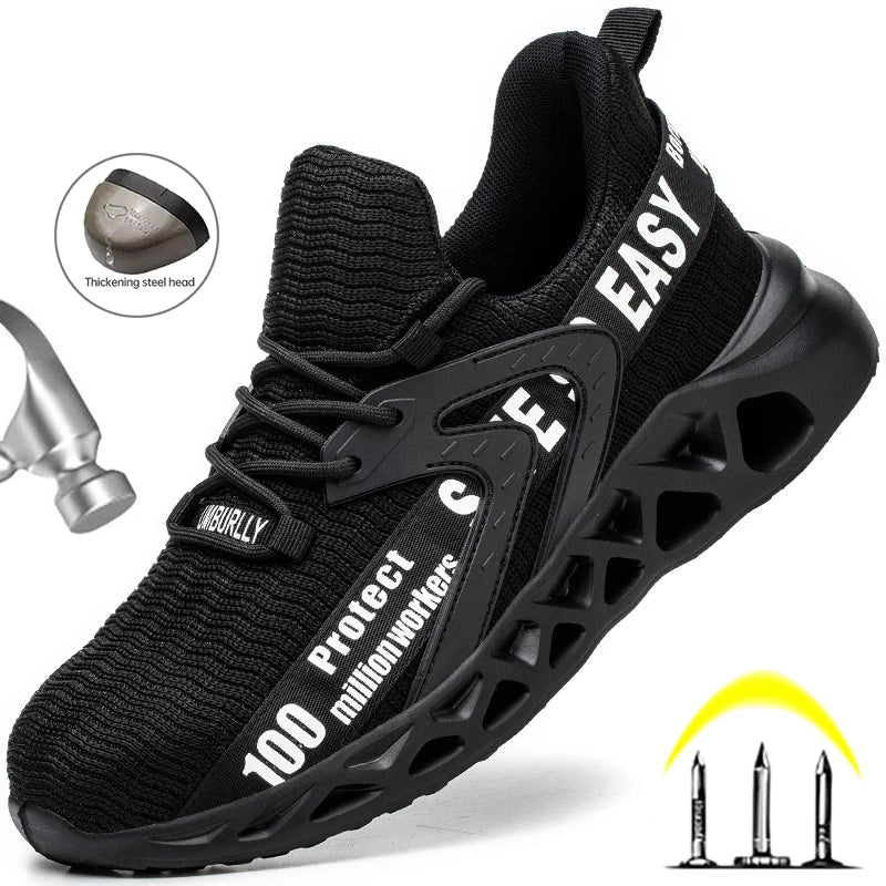 Wildking Breathable Lightweight Safety Work Sneakers Steel Toe Shoes R012