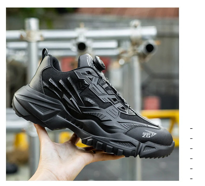 Wildking Safety Work Shoes Black Style Rotary Button R007